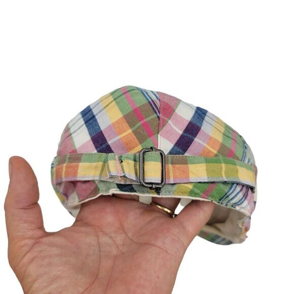 Vtg 80's Polo by Ralph Lauren Hat Madras Plaid Multicolor Driving Cabbie Golf - Picture 7 of 13